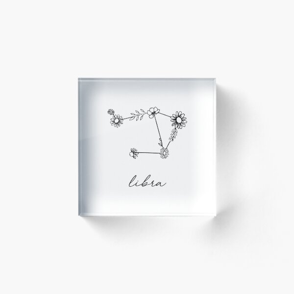 Libra Zodiac Wildflower Constellation Acrylic Block