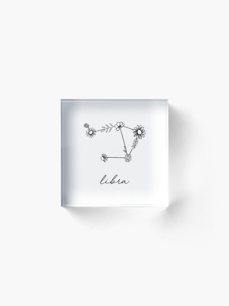 Alternate view of Libra Zodiac Wildflower Constellation Acrylic Block