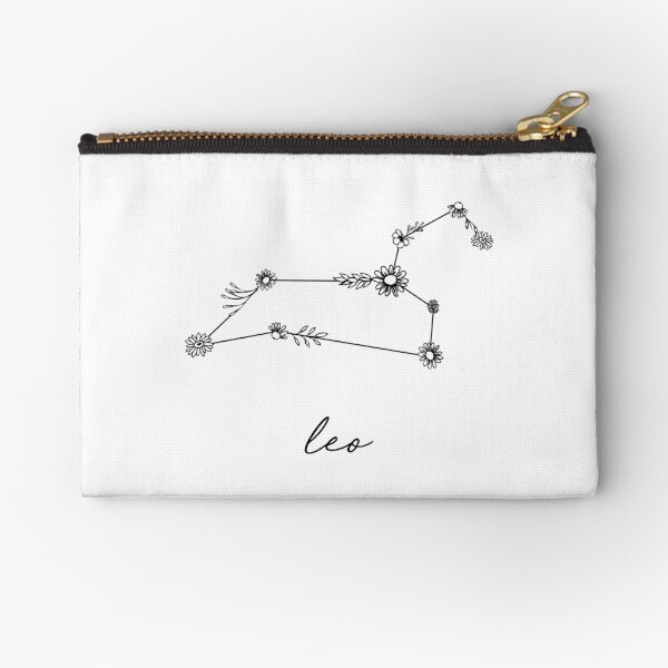 Leo Zodiac Wildflower Constellation Zipper Pouch