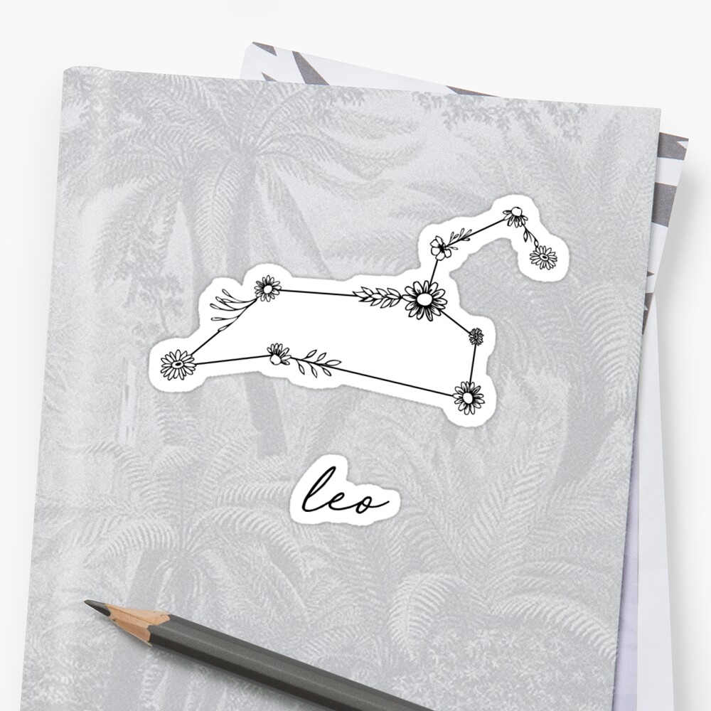 Leo Zodiac Wildflower Constellation Sticker By Aterkaderk Redbubble 