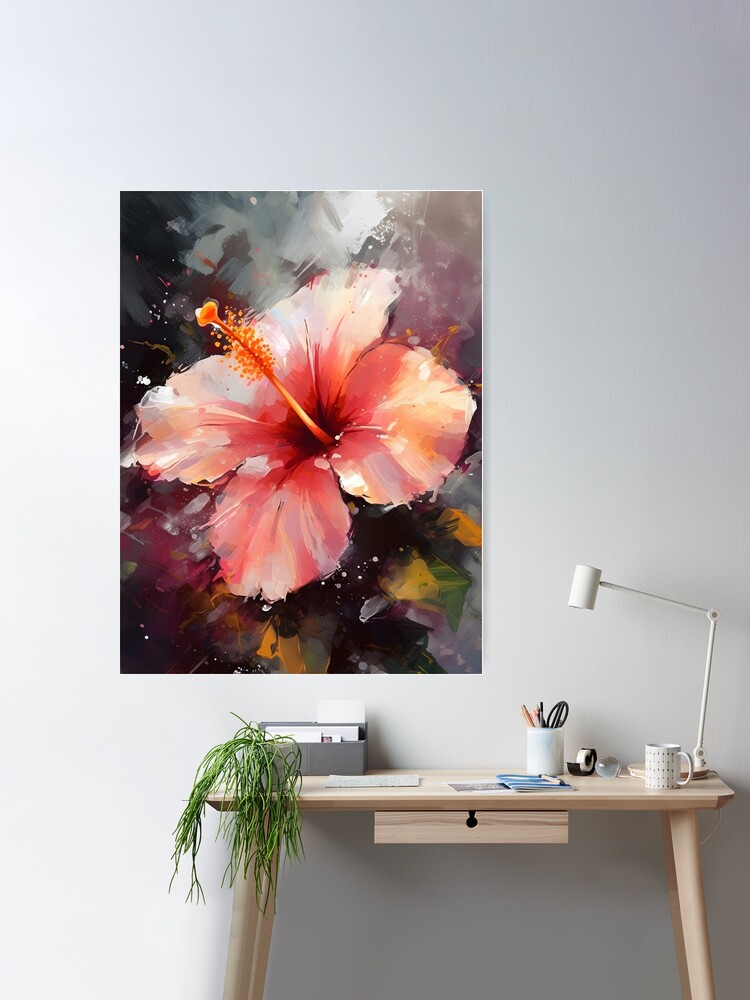 Abstract Hibiscus Flower Painting | Poster