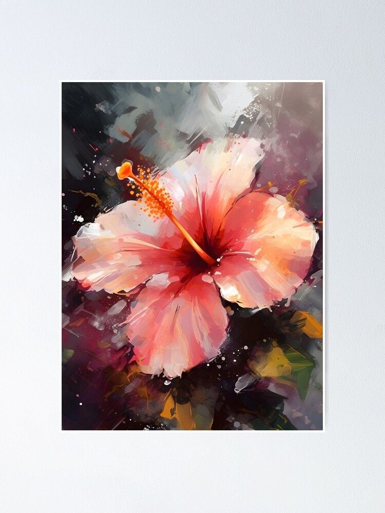 Abstract Hibiscus Flower Painting | Poster