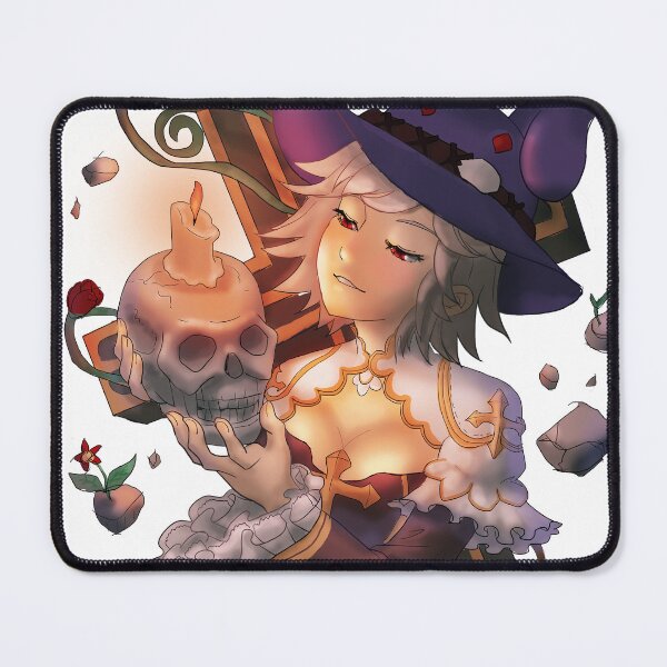 Item preview, An evil witch/archbishop lady holding a skull and staring at the candlelight with a big black cross designed and sold by VinLoveArtworks.
