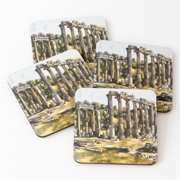 Item preview, Ancient Roman Temple Ruins Geometric Style Art designed and sold by taiche.