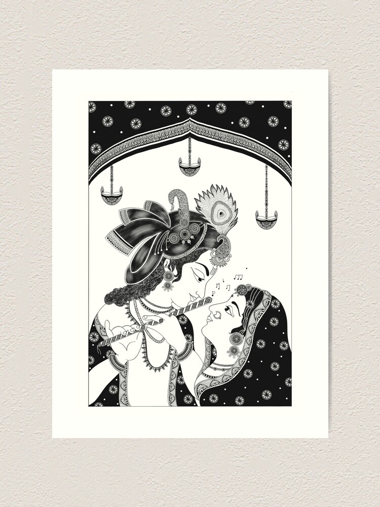 Radha Krishna Drawing by Jyothika Jangira | Saatchi Art