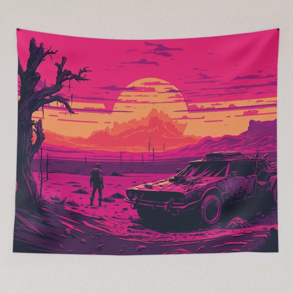 Item preview, 80s Retro-Futuristic Car In The Wastelands designed and sold by Nightarcade.