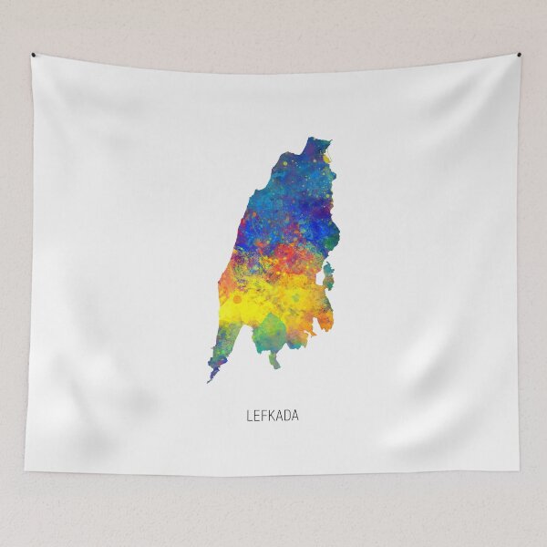 Item preview, Lefkada Watercolor Map designed and sold by ArtPrints.