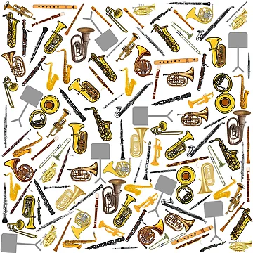 Artwork thumbnail, Band Instruments Pattern by OldSoulInspired