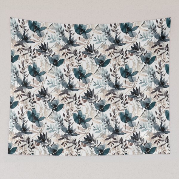 Artikelvorschau, Pink Blue Indigo Watercolor Flower Pattern entworfen und verkauft von artavantgarde.
