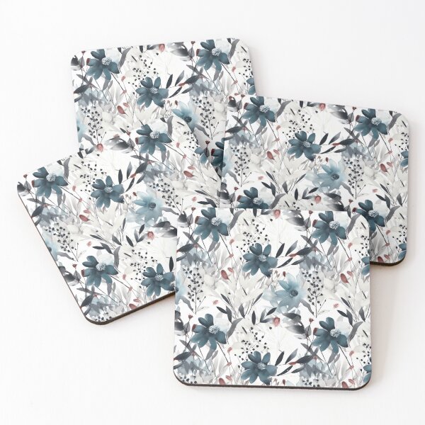 Artikelvorschau, Neutral Tones Indigo Flower Pattern entworfen und verkauft von artavantgarde.