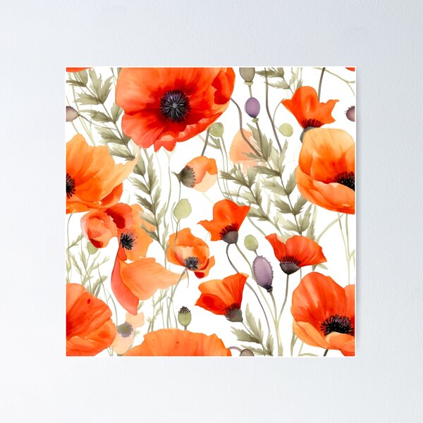Artikelvorschau, Boho Poppies Flower Pattern entworfen und verkauft von artavantgarde.