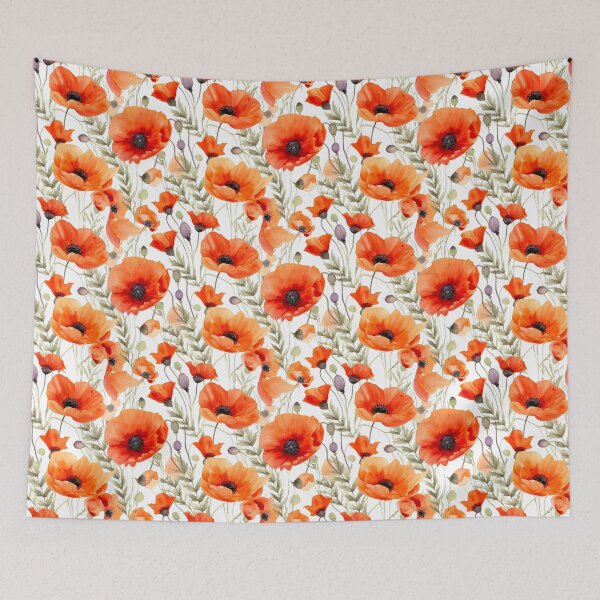 Artikelvorschau, Boho Poppies Flower Pattern  entworfen und verkauft von artavantgarde.