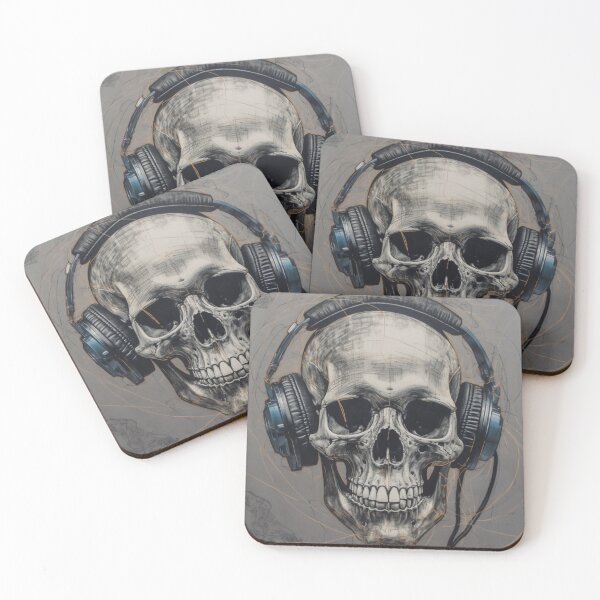 Item preview, Skull with headphones designed and sold by MrRobotAI.