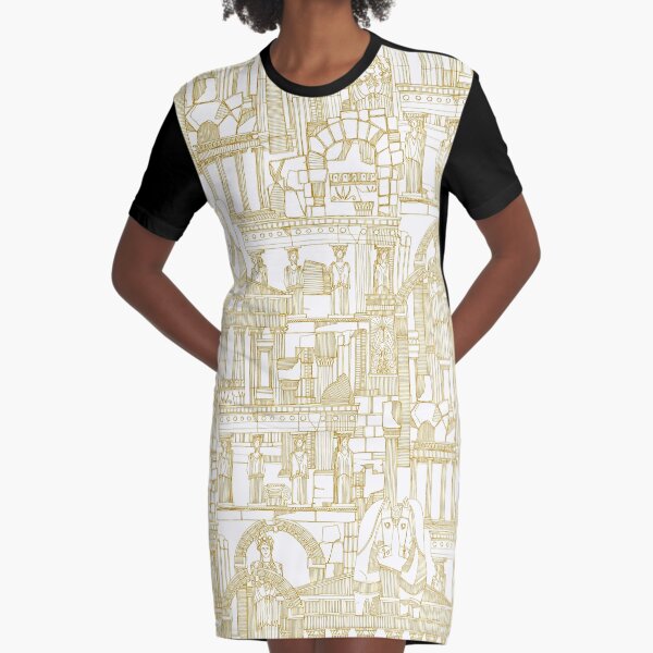 Ancient Greece gold white Graphic T-Shirt Dress