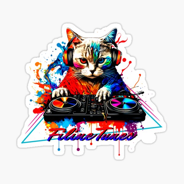 Funny Cute DJ Cat Sticker for Sale by Nextlevellife