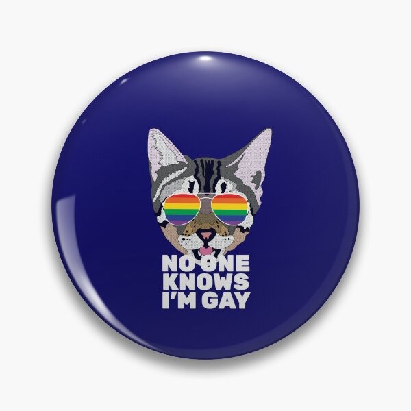 Item preview, NO ONE KNOWS I'M GAY - Funny Cat LGBT Quote Rainbow Gay Flag designed and sold by Lightfield.