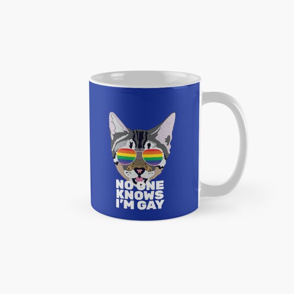 Item preview, NO ONE KNOWS I'M GAY - Funny Cat LGBT Quote Rainbow Gay Flag designed and sold by Lightfield.