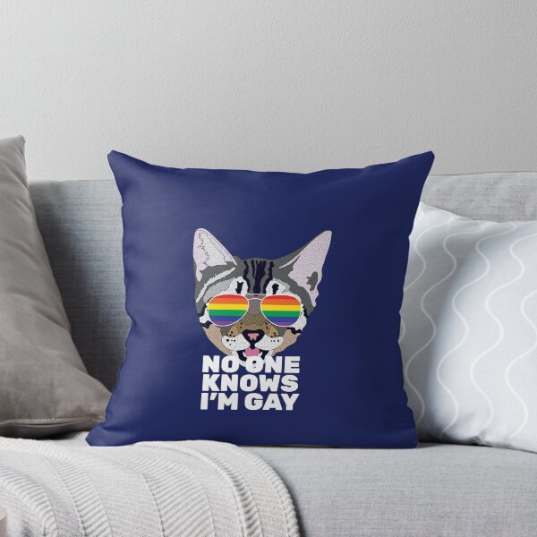 Item preview, NO ONE KNOWS I'M GAY - Funny Cat LGBT Quote Rainbow Gay Flag designed and sold by Lightfield.