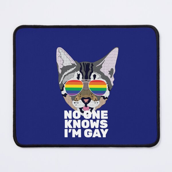 Item preview, NO ONE KNOWS I'M GAY - Funny Cat LGBT Quote Rainbow Gay Flag designed and sold by Lightfield.