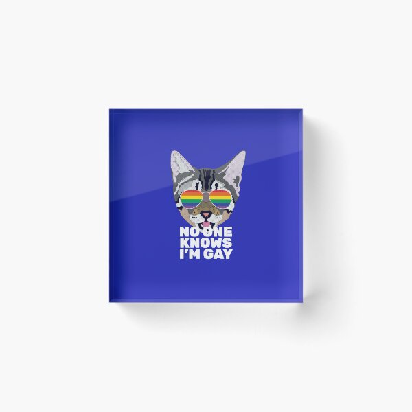 Item preview, NO ONE KNOWS I'M GAY - Funny Cat LGBT Quote Rainbow Gay Flag designed and sold by Lightfield.