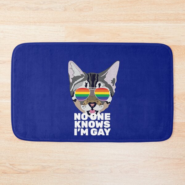 Item preview, NO ONE KNOWS I'M GAY - Funny Cat LGBT Quote Rainbow Gay Flag designed and sold by Lightfield.