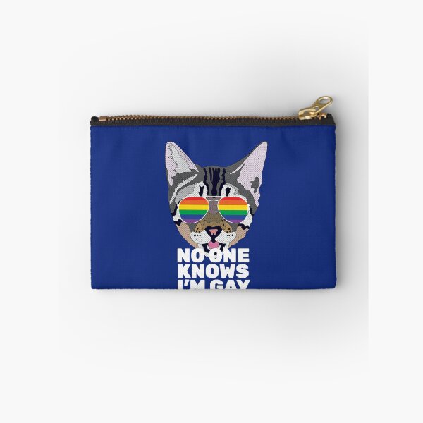 Item preview, NO ONE KNOWS I'M GAY - Funny Cat LGBT Quote Rainbow Gay Flag designed and sold by Lightfield.