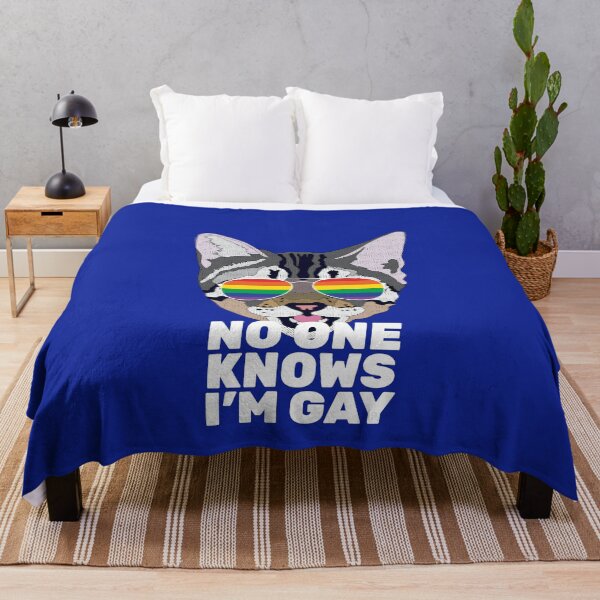 Item preview, NO ONE KNOWS I'M GAY - Funny Cat LGBT Quote Rainbow Gay Flag designed and sold by Lightfield.