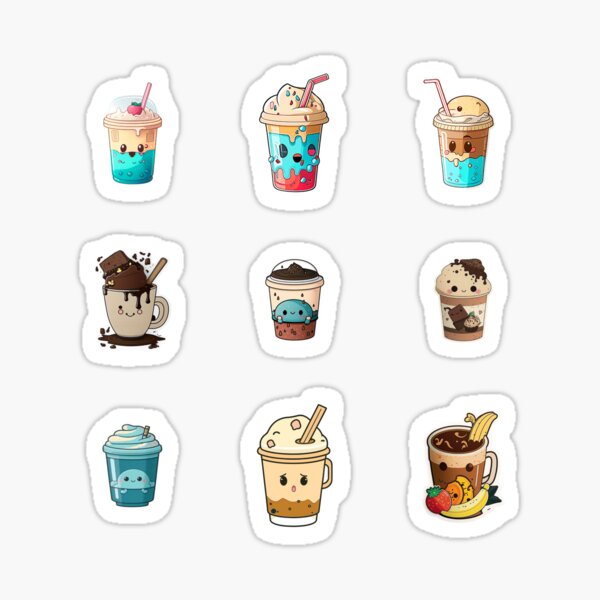 Cute Kawaii Coffee Lovers Latte Mug Stickers – Detour Shirts