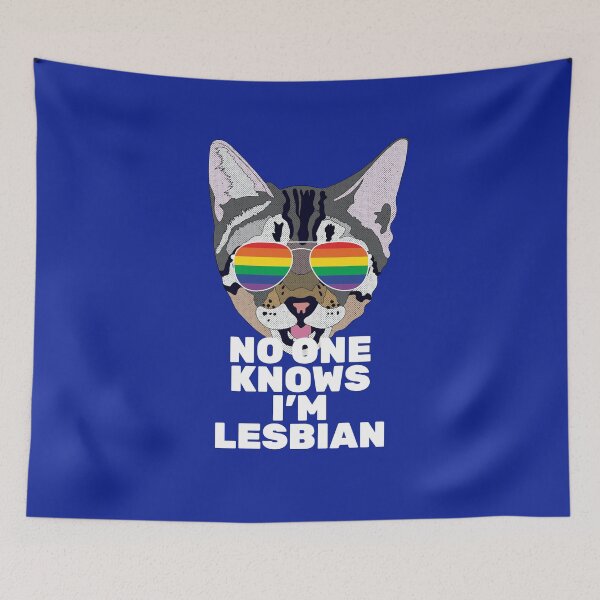 Item preview, NO ONE KNOWS I'M LESBIAN - Funny Cat Lesbian designed and sold by Lightfield.