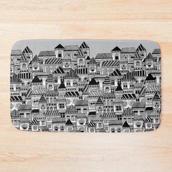 Item preview, * Busybody Black and White Cityscape * Cosy Home & Houses Pattern*  designed and sold by Stacey Muir.