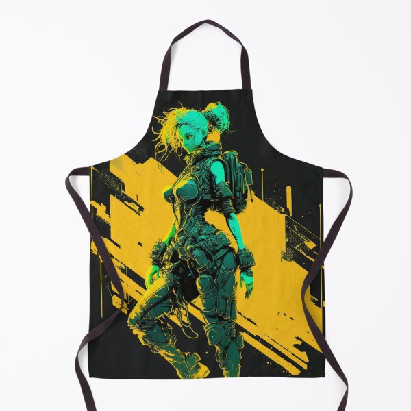 Item preview, Cyberpunk Girl On Yellow Neon Background designed and sold by Nightarcade.