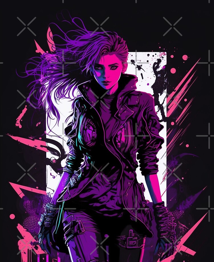 Premium AI Image  cyberpunk girl woman neon background