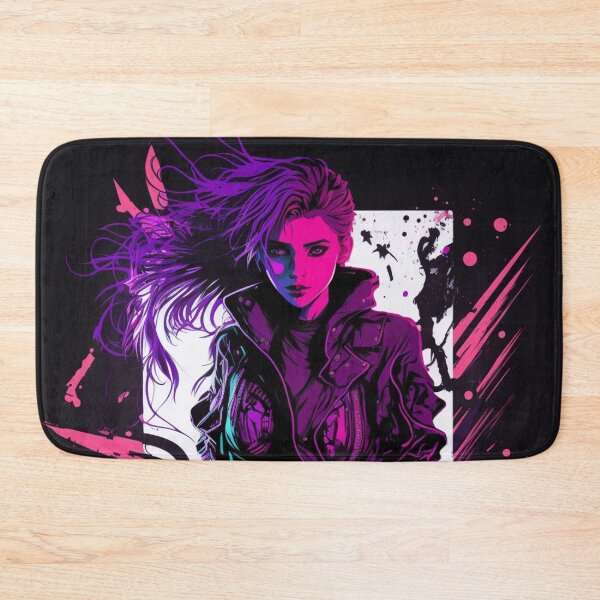 Item preview, Cyberpunk Girl On Colorful Neon Background designed and sold by Nightarcade.