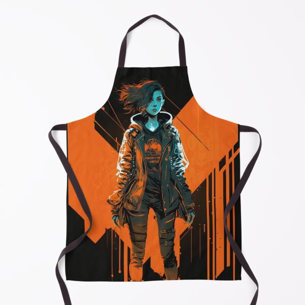 Item preview, Cyberpunk Girl On Orange Neon Background designed and sold by Nightarcade.