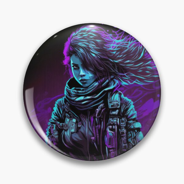 Item preview, Cyberpunk Girl On Neon Background designed and sold by Nightarcade.