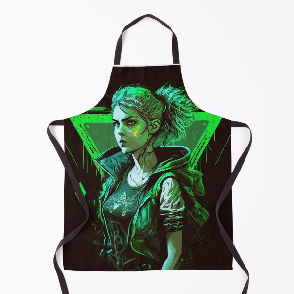 Item preview, Cyberpunk Girl On Green Neon Background designed and sold by Nightarcade.
