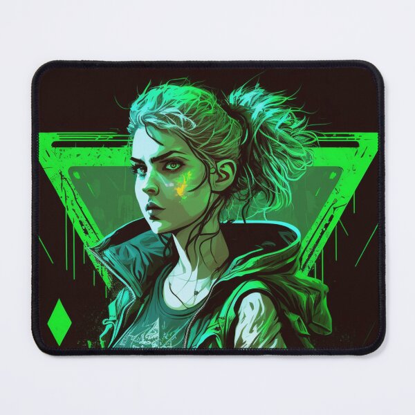 Item preview, Cyberpunk Girl On Green Neon Background designed and sold by Nightarcade.