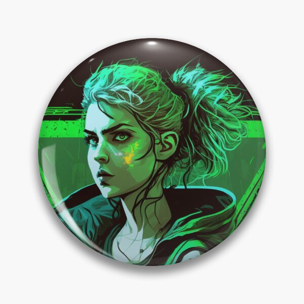 Item preview, Cyberpunk Girl On Green Neon Background designed and sold by Nightarcade.