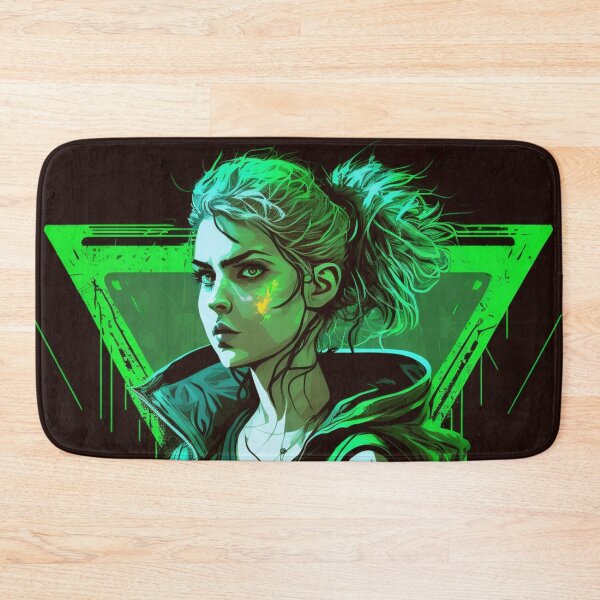 Item preview, Cyberpunk Girl On Green Neon Background designed and sold by Nightarcade.