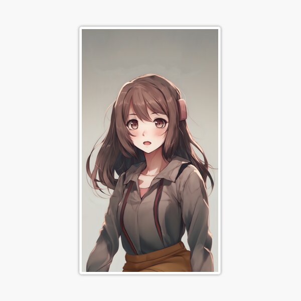 Cute anime manga girl brown hair hazel eyes flower notebook