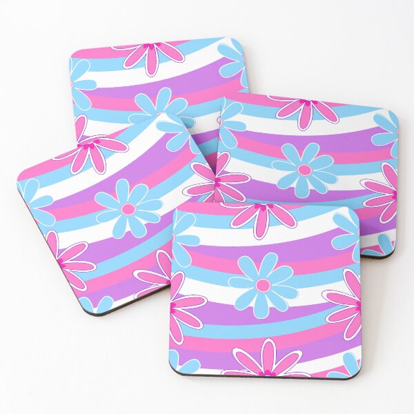 Item preview, Groovy 1960's Retro Pink Blue Flowers designed and sold by Whimsical-Finds.