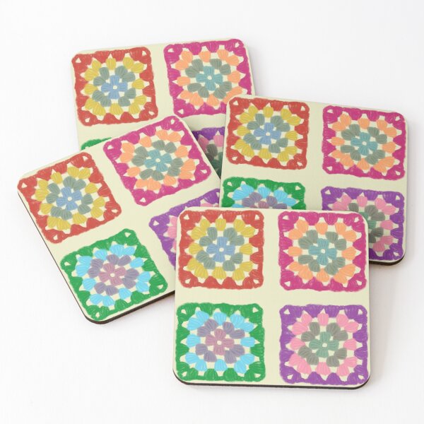 Item preview, Boho Crochet Granny Squares Drawing No.2 On Cream designed and sold by QuestingPixel.