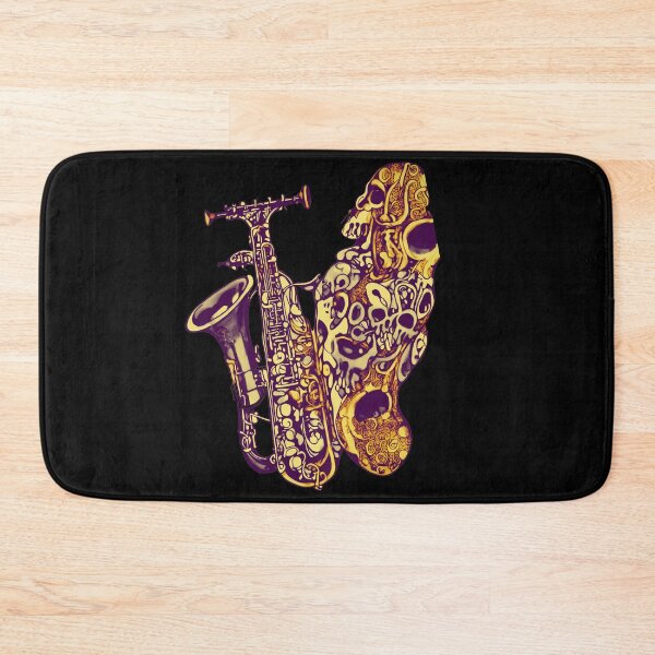 Item preview, melting jazz skeleton with saxophone designed and sold by weirdove.