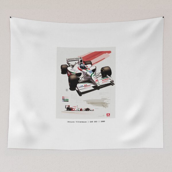 Item preview, Jacques Villeneuve 2000 BAR 002 F1 Racing Retro Poster Print designed and sold by PicTechNowArt.