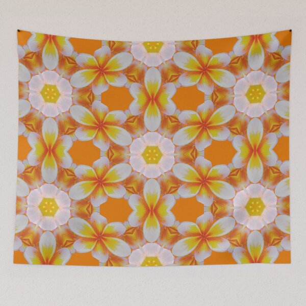 Item preview, Frangipani flowers kaleidescope pattern designed and sold by jaynerushton.