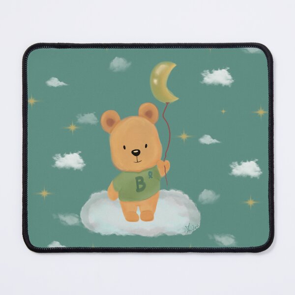 Item preview, Cute little bear with a moon balloon Custom Letter B designed and sold by byMariZen.