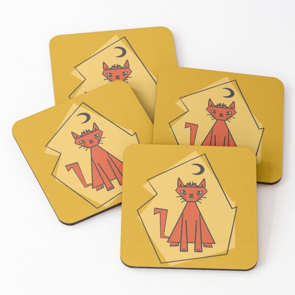 Item preview, Geometric shape orange cut cat with black half moon designed and sold by Xatutik.art.