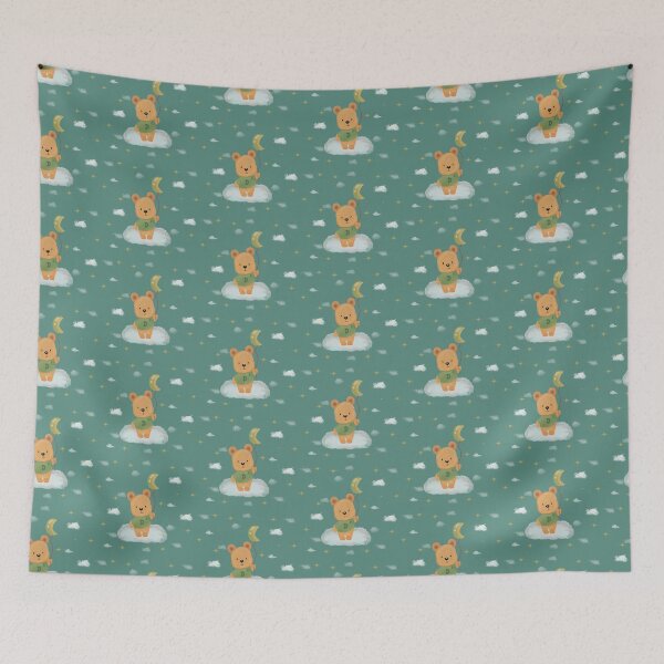 Item preview, Cute little bear with a moon balloon Custom Letter D designed and sold by byMariZen.