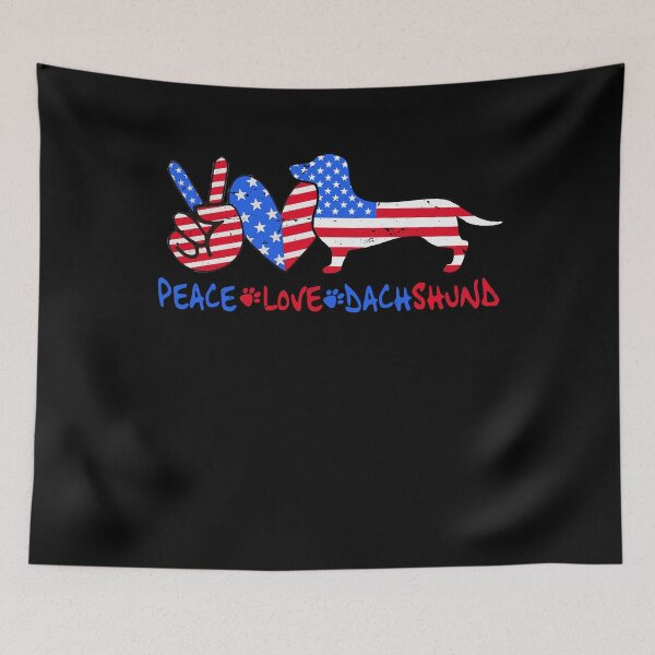 Item preview, Peace Love Dachshund 4th Of July Patriotic American Pride Gift designed and sold by TMelonShop.