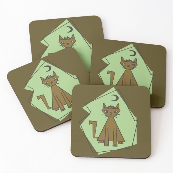 Item preview, Geometric shape army cut cat with black half moon designed and sold by Xatutik.art.